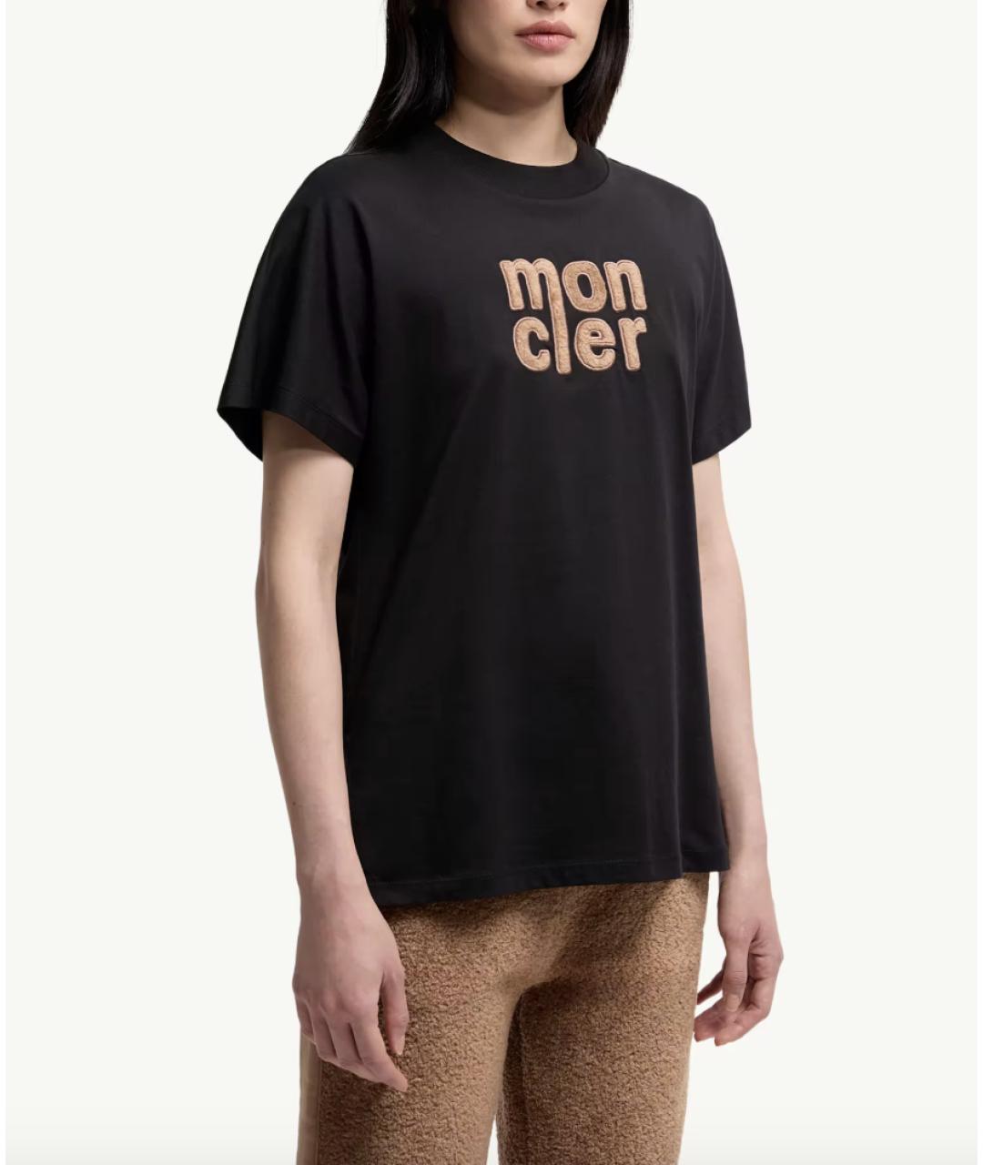 MONCLER Черная хлопковая футболка, фото 2