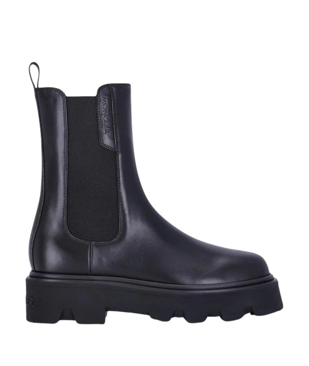 MONCLER Черные кожаные ботинки, фото 1