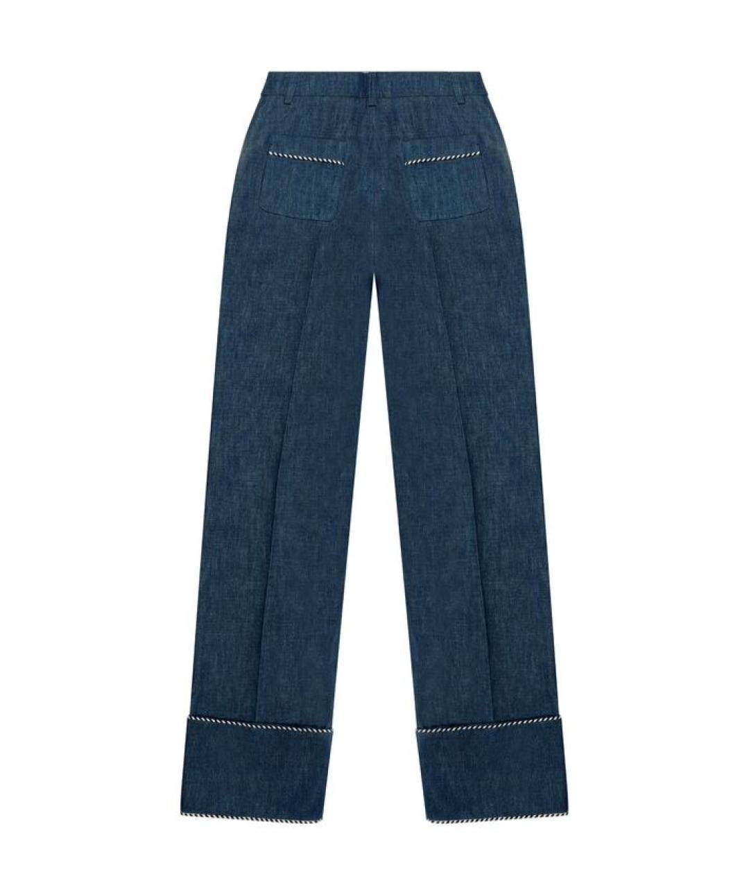 VALENTINO Синие хлопковые прямые брюки, фото 2