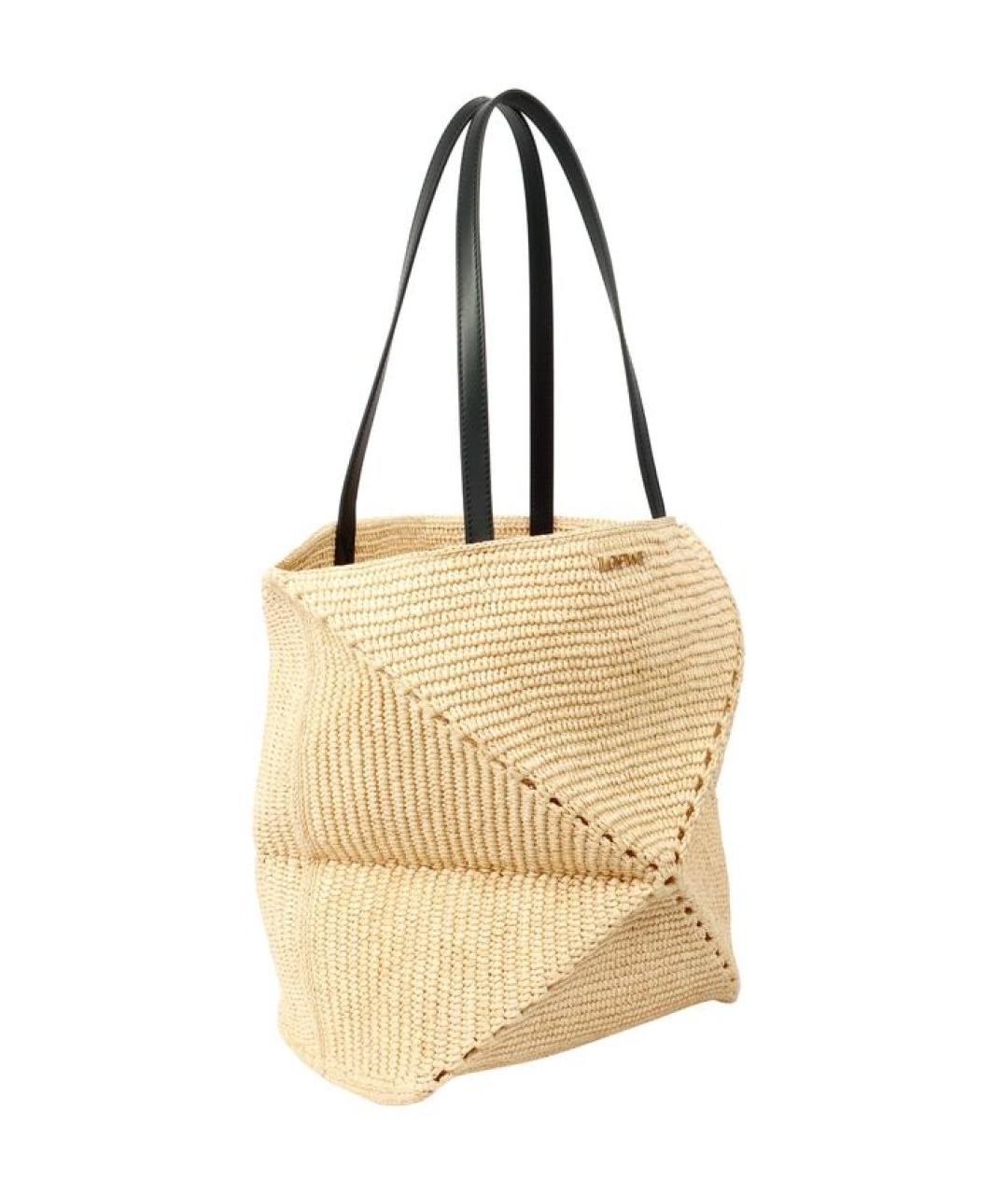 LOEWE Бежевая пелетеная сумка тоут, фото 4