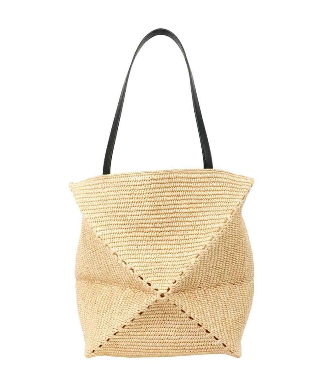 LOEWE Бежевая пелетеная сумка тоут, фото 2