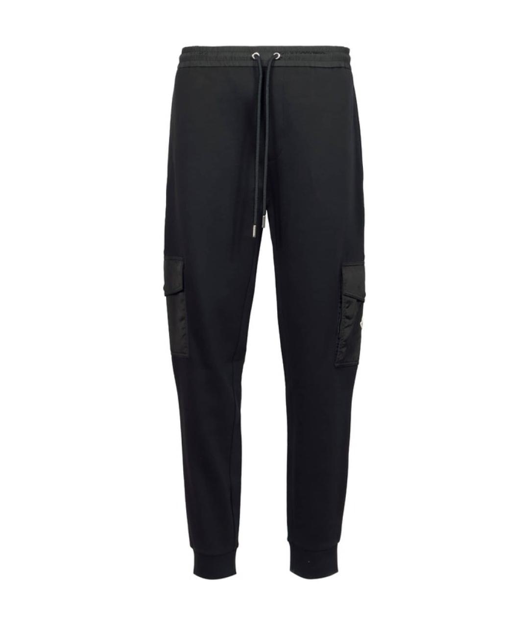 MONCLER Черные хлопковые повседневные брюки, фото 1