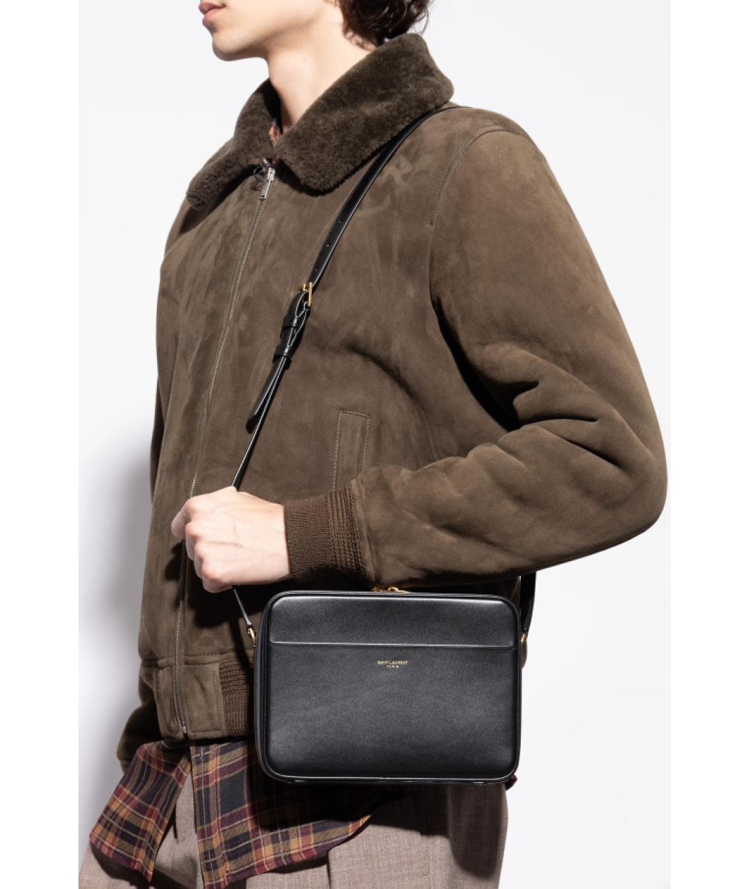 SAINT LAURENT Черная кожаная сумка на плечо, фото 2