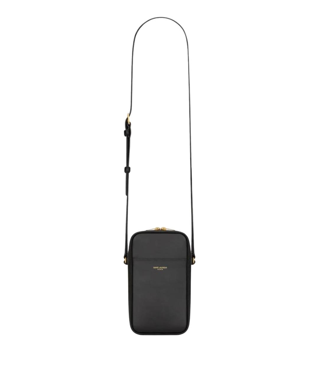 SAINT LAURENT Черная кожаная сумка на плечо, фото 1