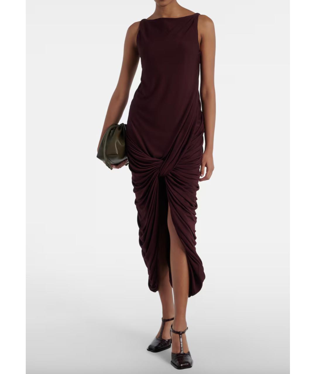 LOEWE Бордовое вискозное повседневное платье, фото 2