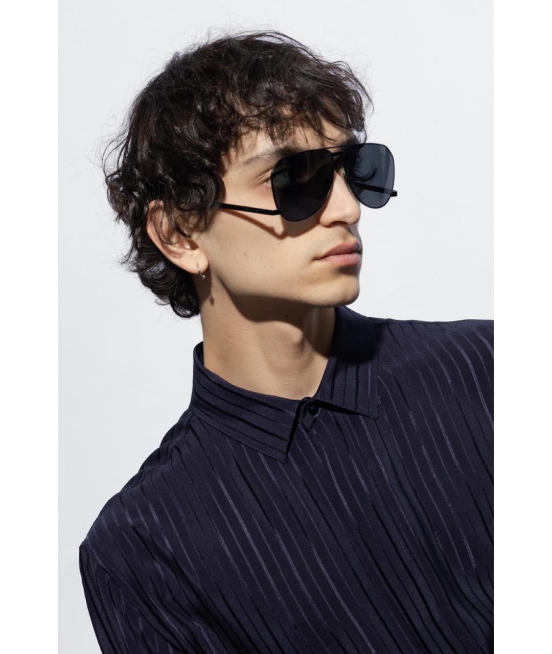 SAINT LAURENT Черные металлические солнцезащитные очки, фото 2