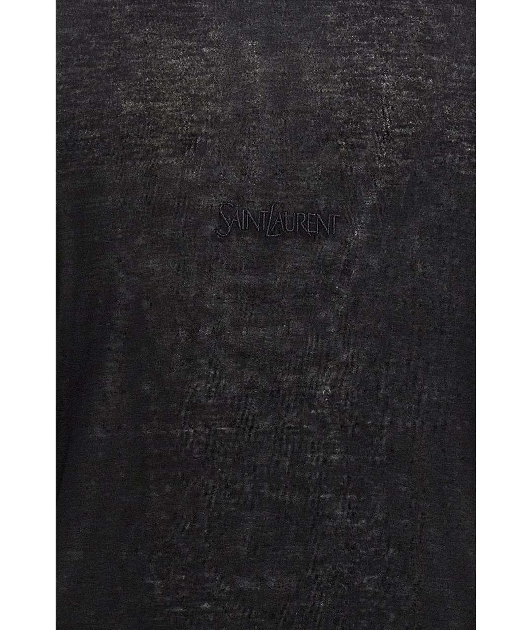 SAINT LAURENT Черная вискозная футболка, фото 4