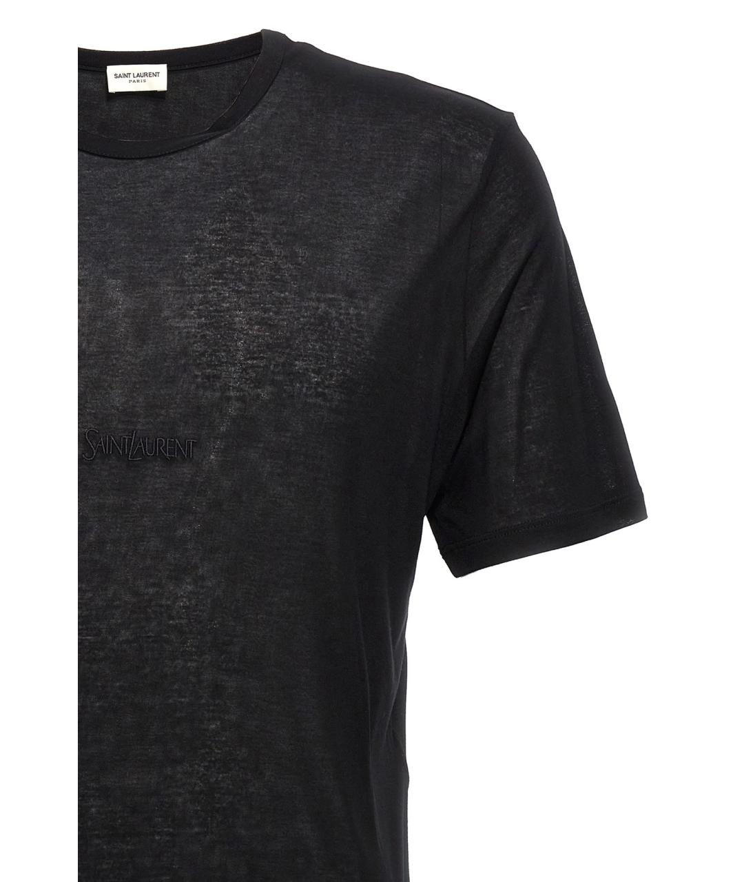 SAINT LAURENT Черная вискозная футболка, фото 2