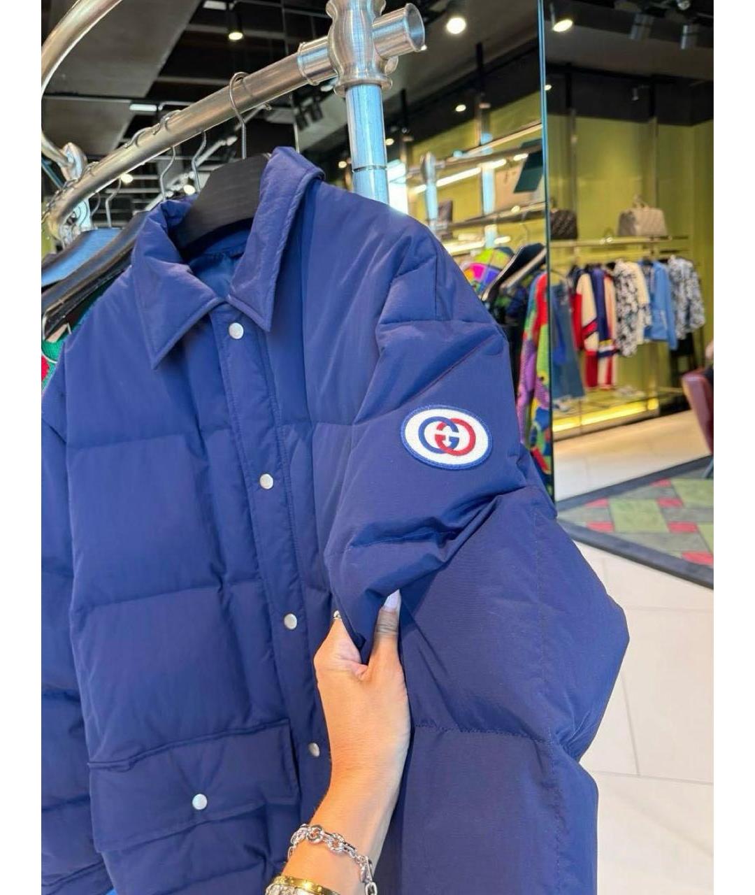 GUCCI Синий полиэстеровый пуховик, фото 4