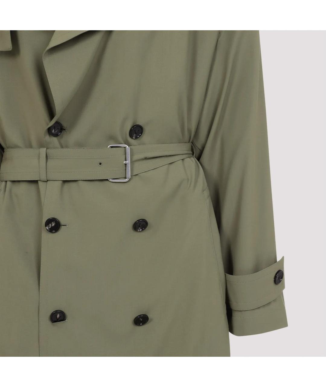 BOTTEGA VENETA Зеленый шерстяной тренч / плащ, фото 3