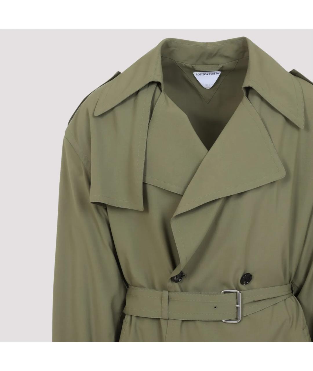 BOTTEGA VENETA Зеленый шерстяной тренч / плащ, фото 2