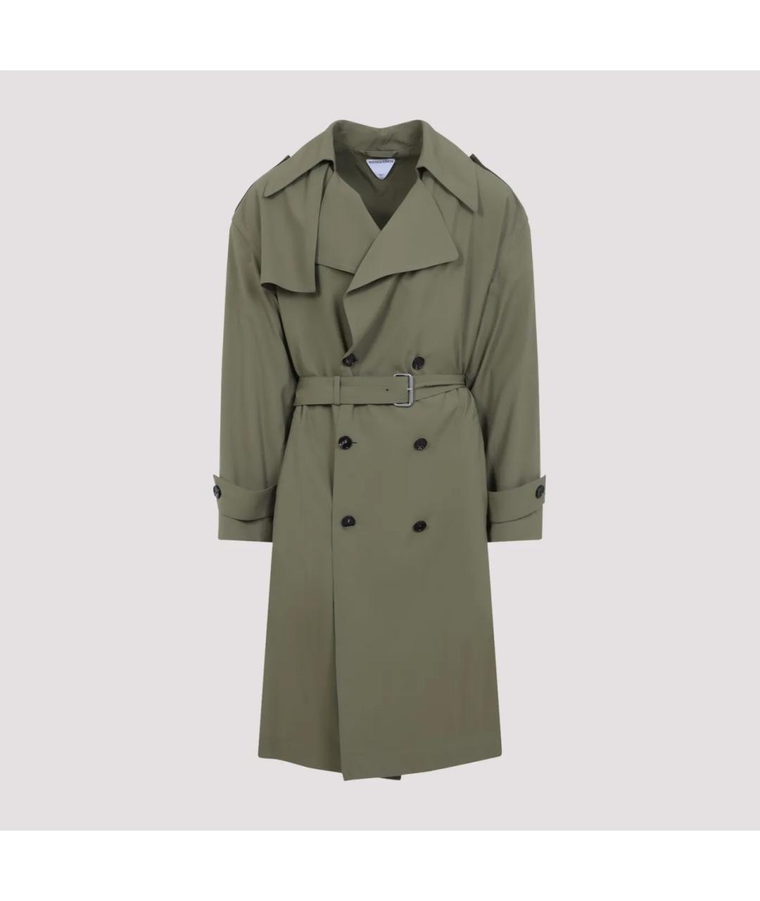 BOTTEGA VENETA Зеленый шерстяной тренч / плащ, фото 5