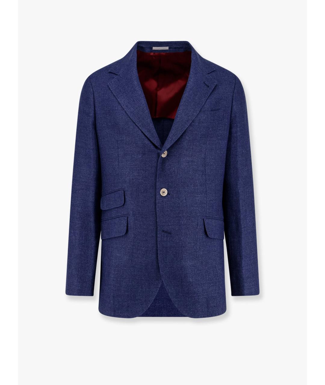 BRUNELLO CUCINELLI Синий льняной пиджак, фото 4