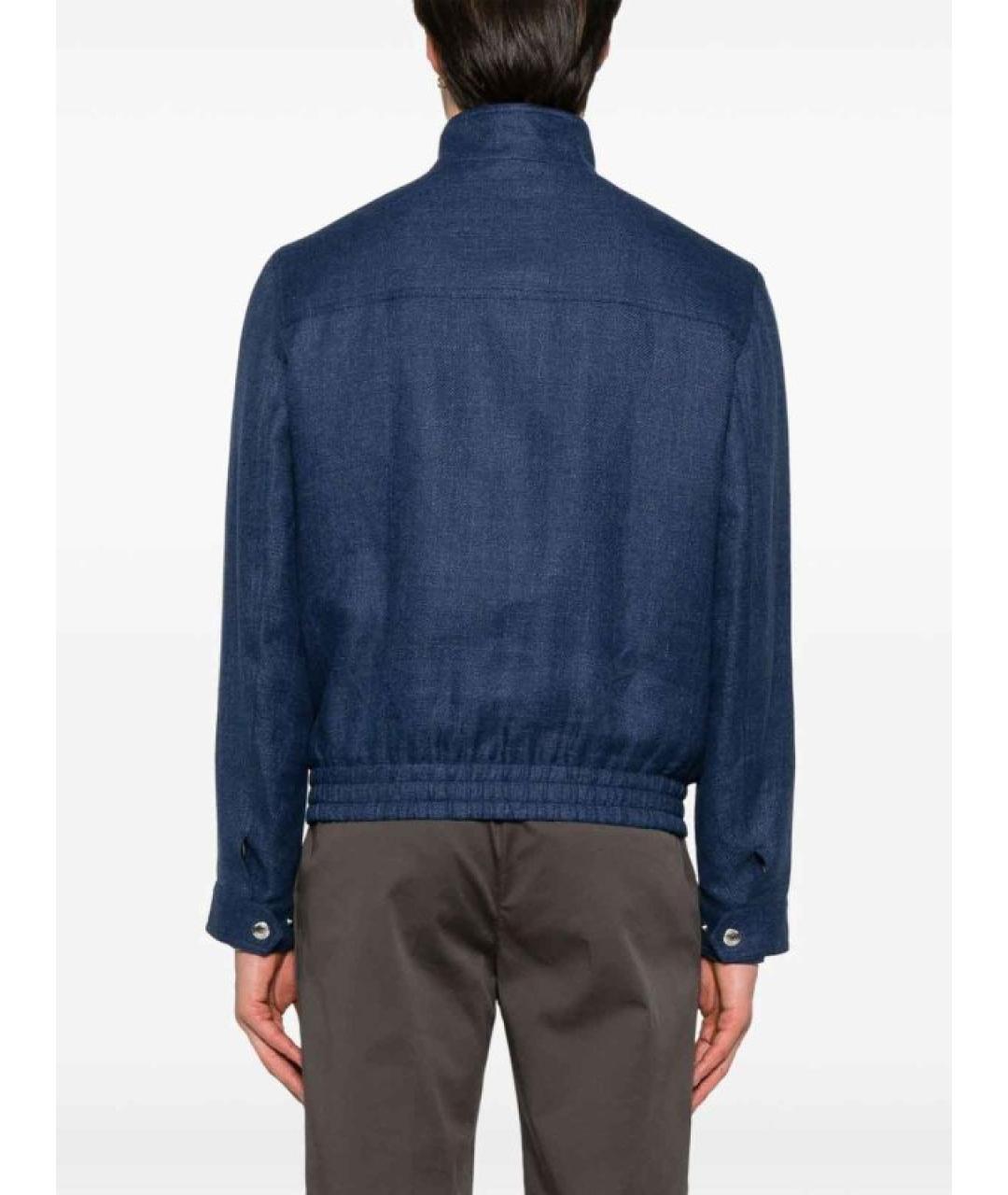 BRUNELLO CUCINELLI Синяя льняная куртка, фото 4