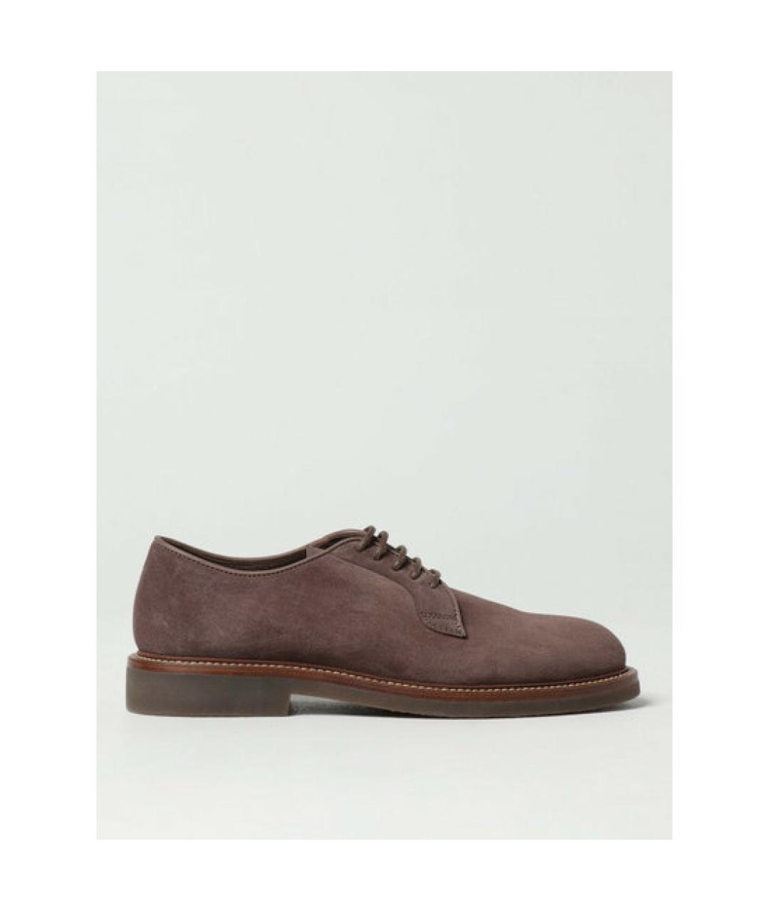 BRUNELLO CUCINELLI Коричневые замшевые низкие ботинки, фото 3