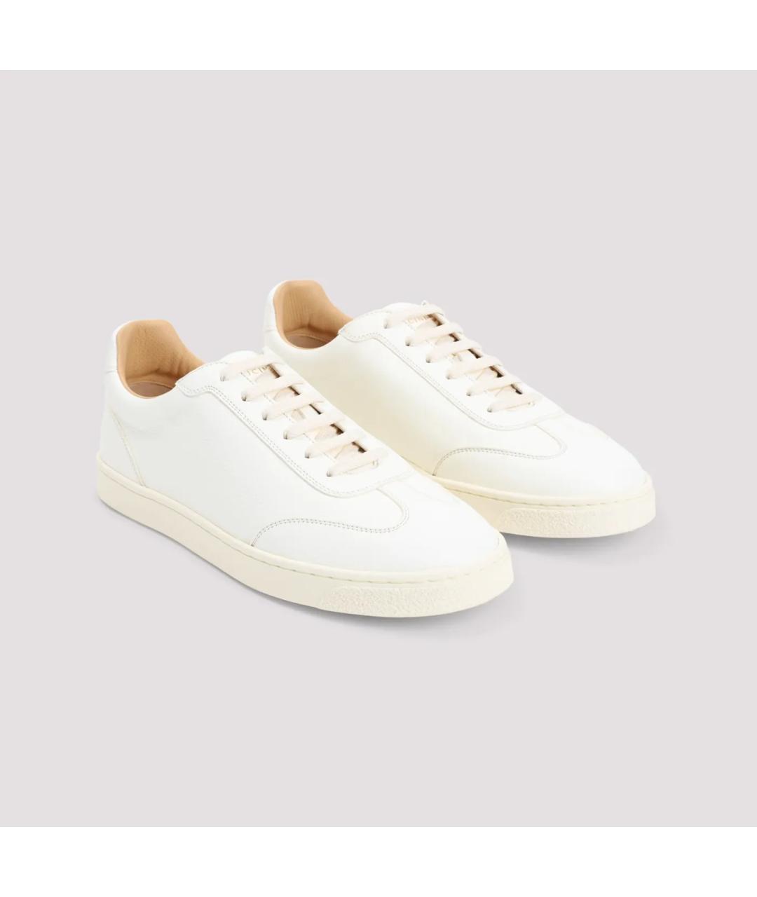 BRUNELLO CUCINELLI Бежевые кожаные низкие кроссовки / кеды, фото 3