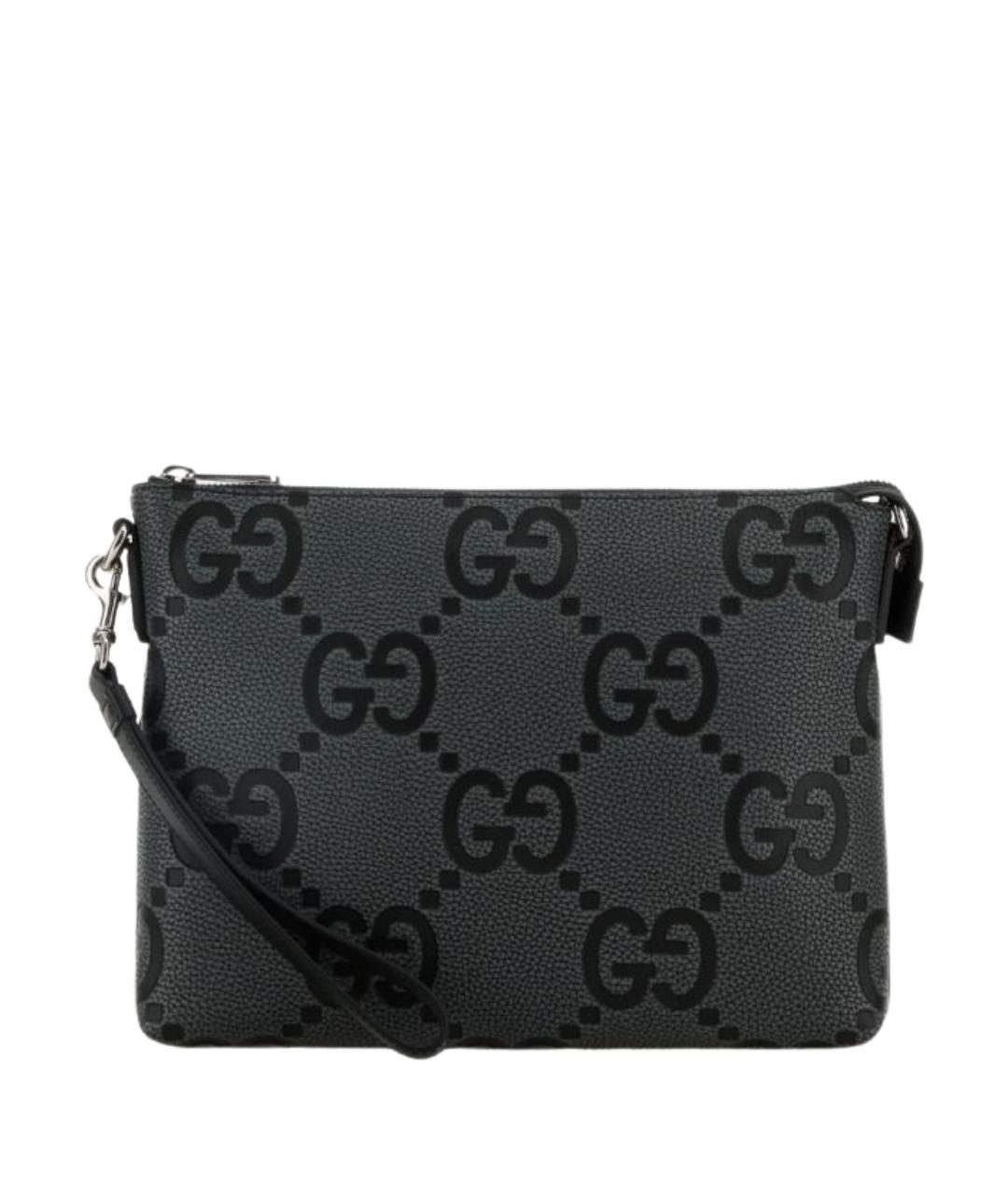 GUCCI Антрацитовая кожаная сумка на плечо, фото 1