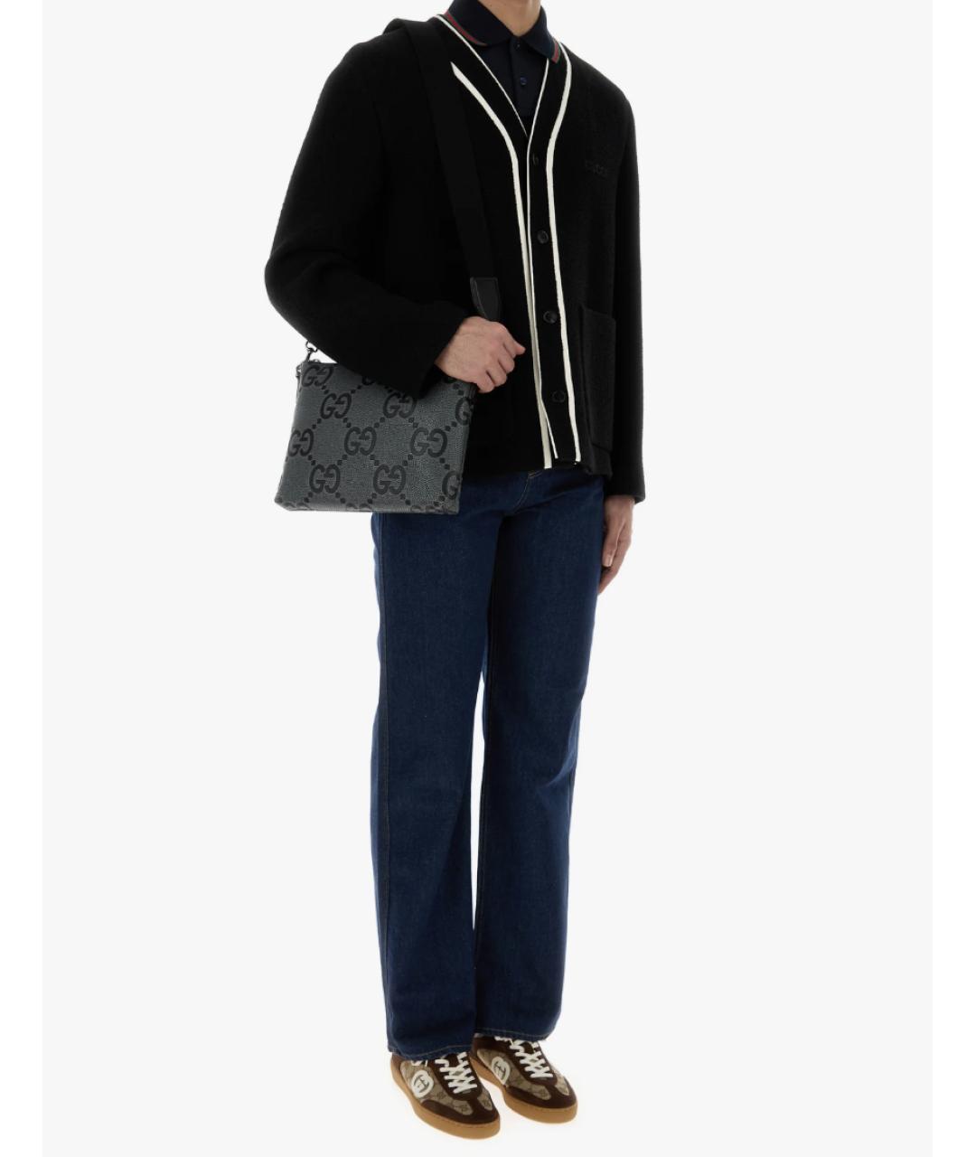 GUCCI Антрацитовая кожаная сумка на плечо, фото 4