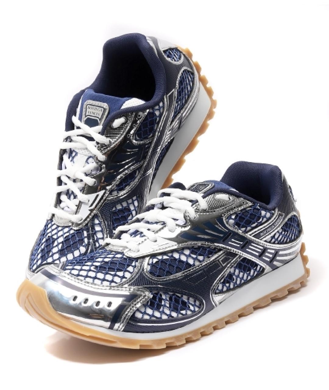 BOTTEGA VENETA Синие текстильные низкие кроссовки / кеды, фото 2