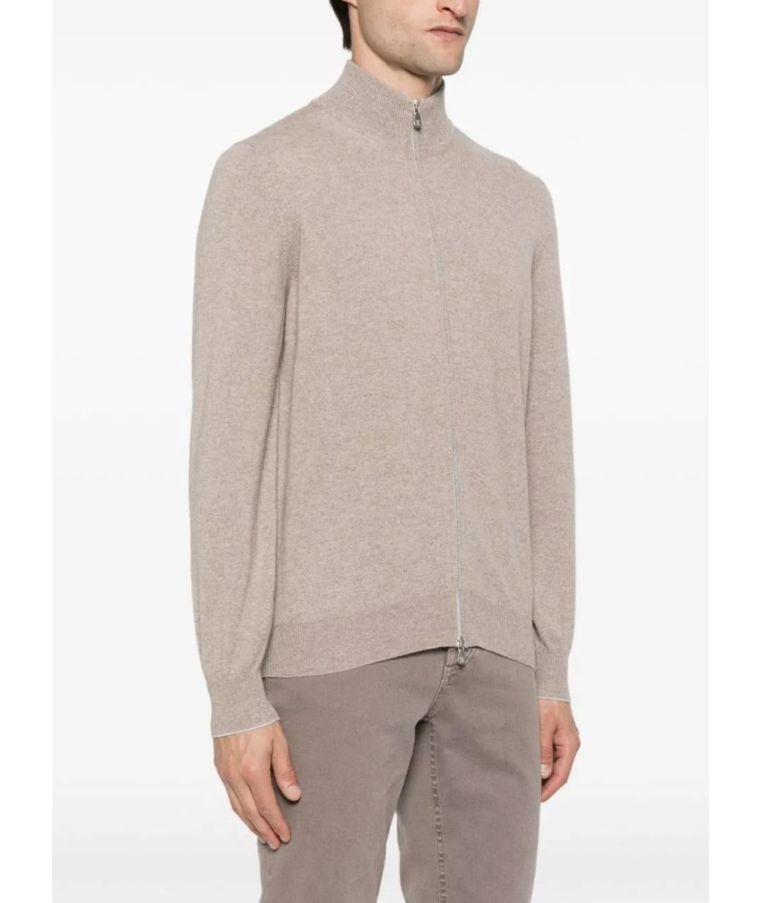 BRUNELLO CUCINELLI Бежевый кашемировый кардиган, фото 2