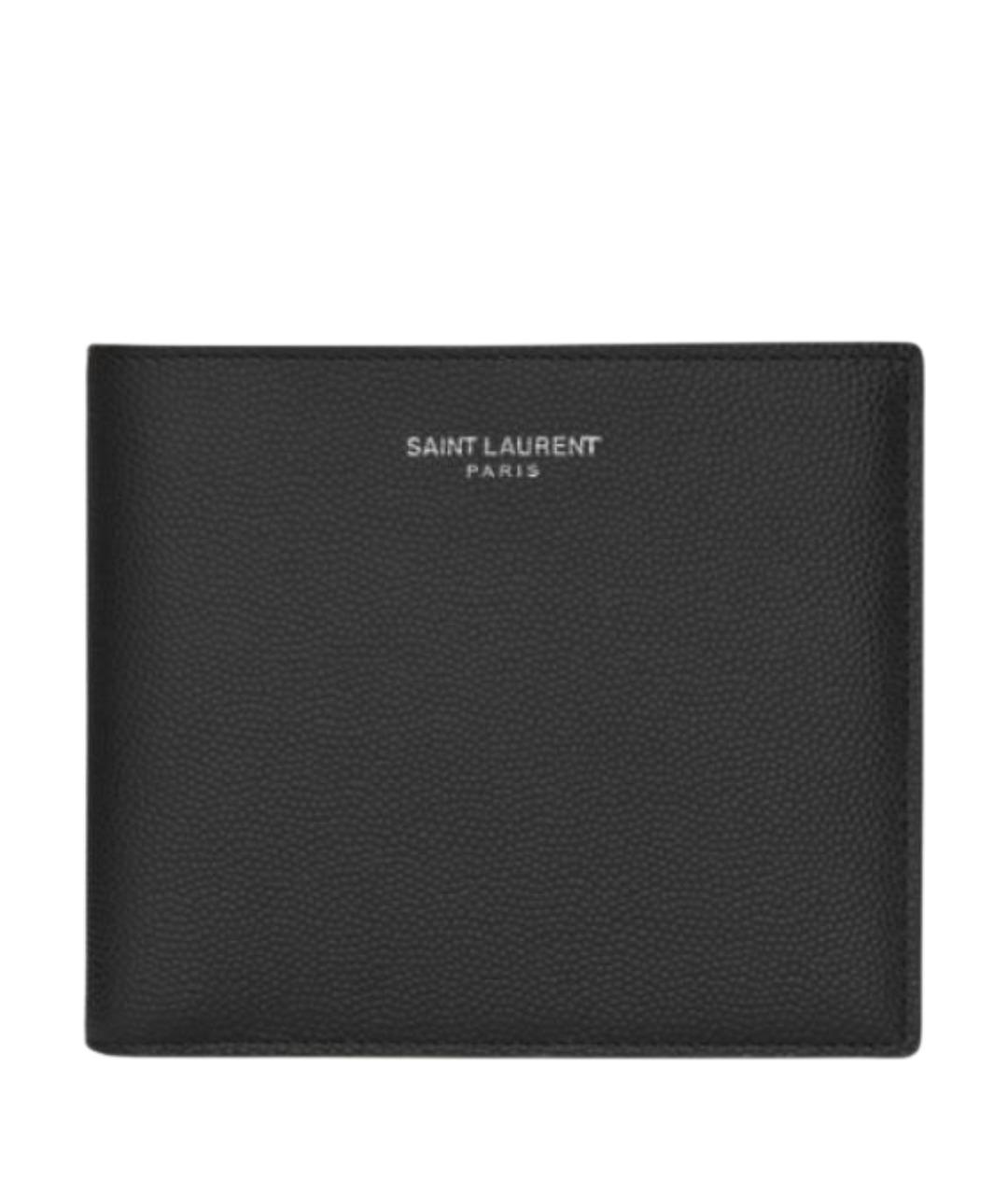 SAINT LAURENT Черный кожаный кошелек, фото 1