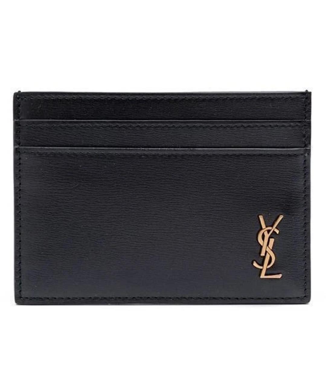 SAINT LAURENT Черный кожаный кардхолдер, фото 1