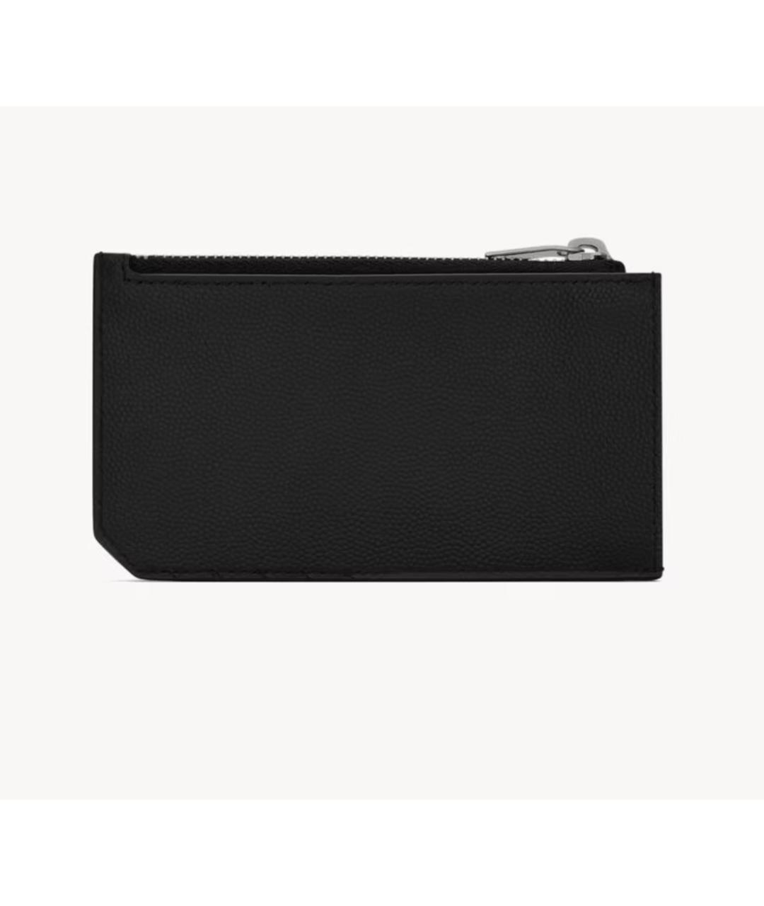 SAINT LAURENT Черный кожаный кардхолдер, фото 2