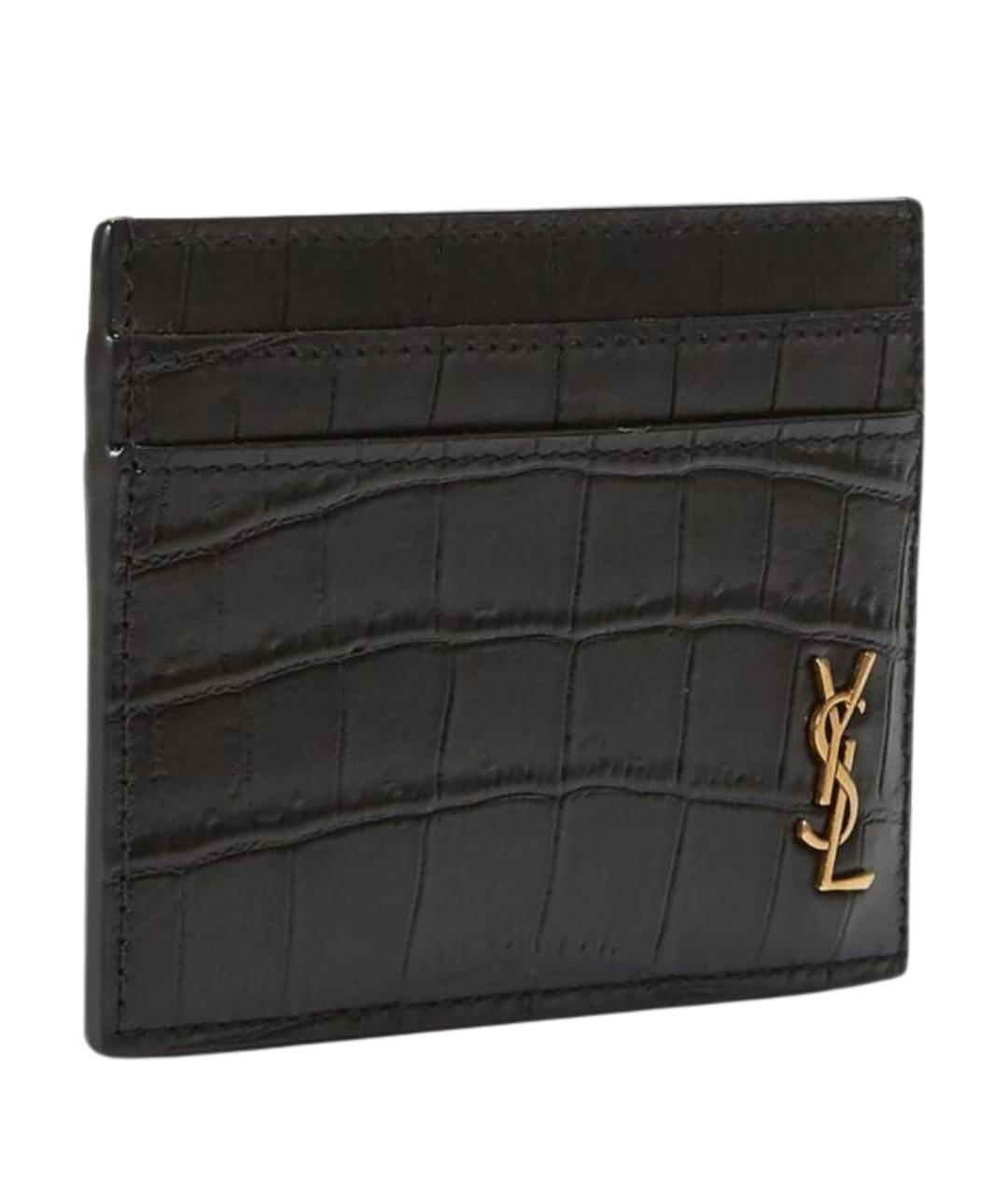 SAINT LAURENT Черный кожаный кардхолдер, фото 2