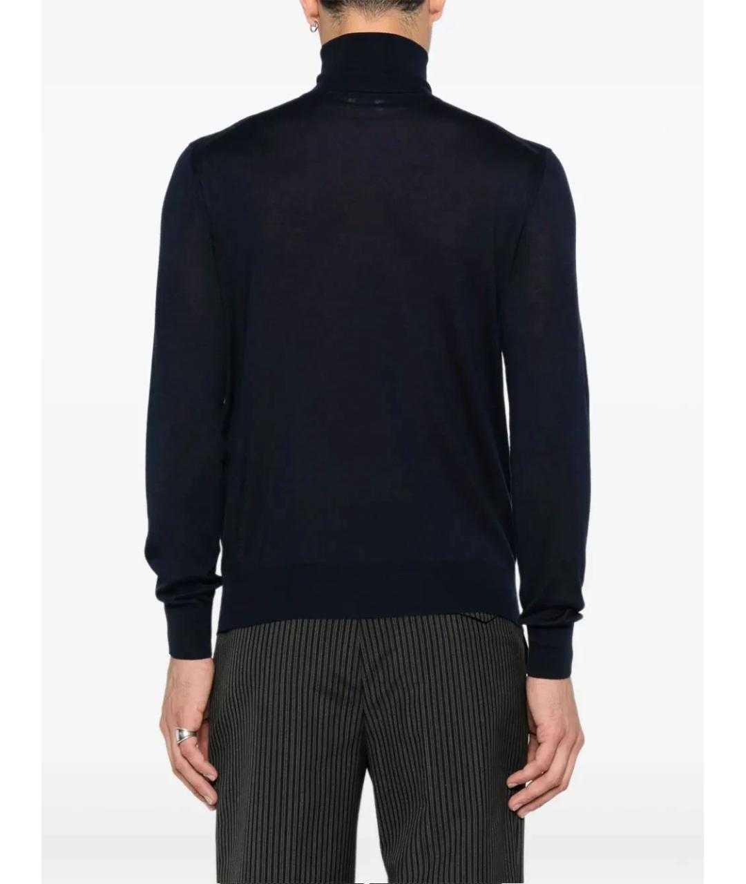 SAINT LAURENT Темно-синяя шерстяная водолазка, фото 3