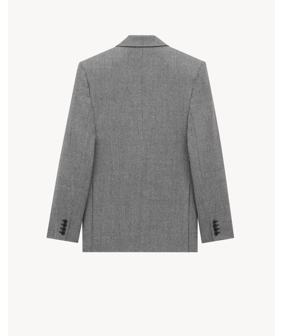 SAINT LAURENT Серый шерстяной пиджак, фото 3