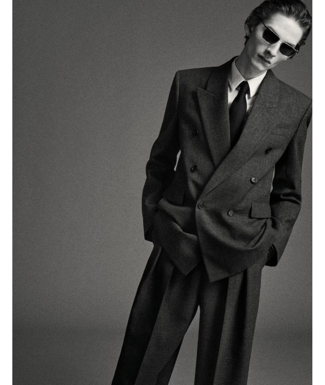 SAINT LAURENT Серый шерстяной пиджак, фото 2