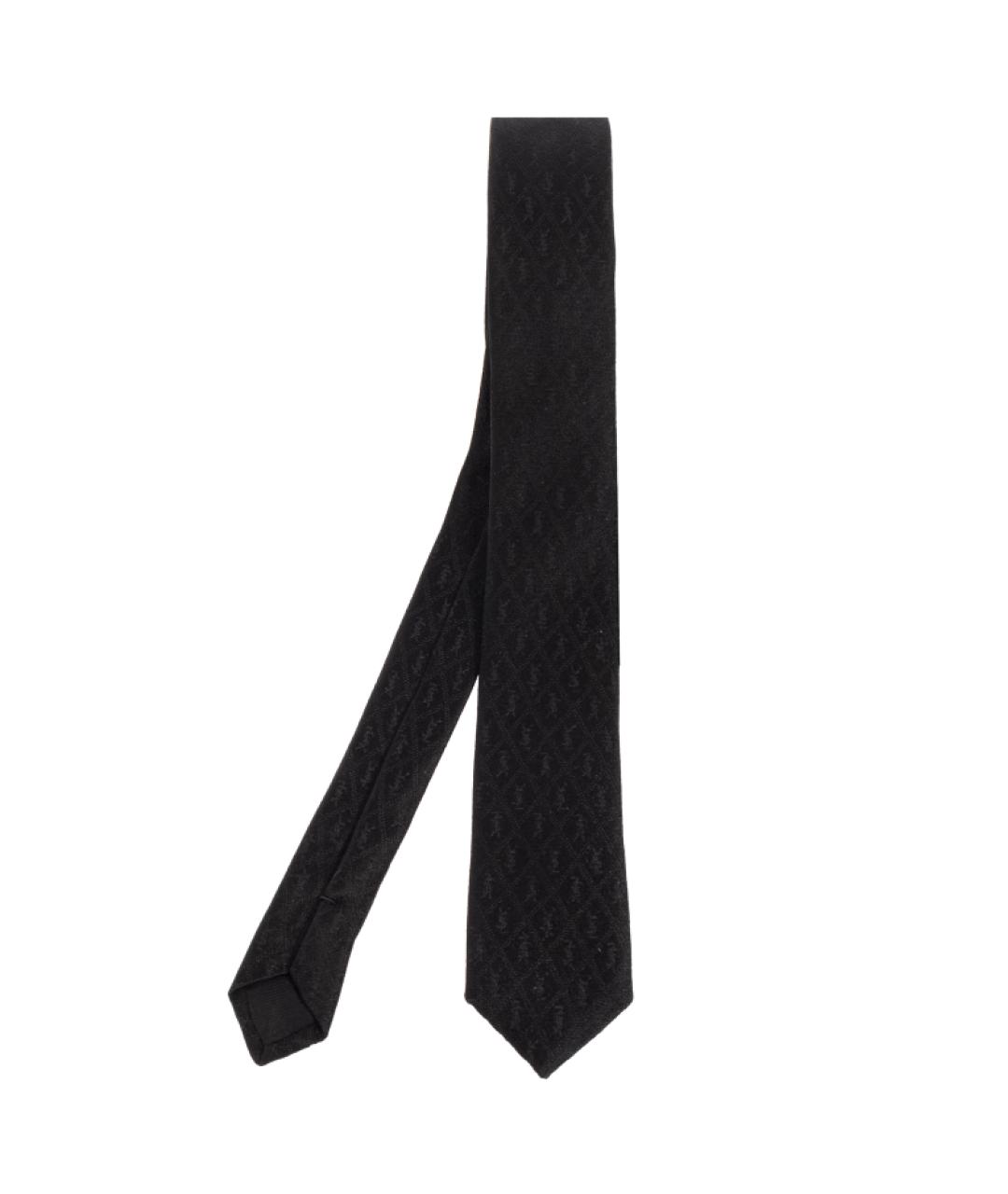 SAINT LAURENT Черный шелковый галстук, фото 1