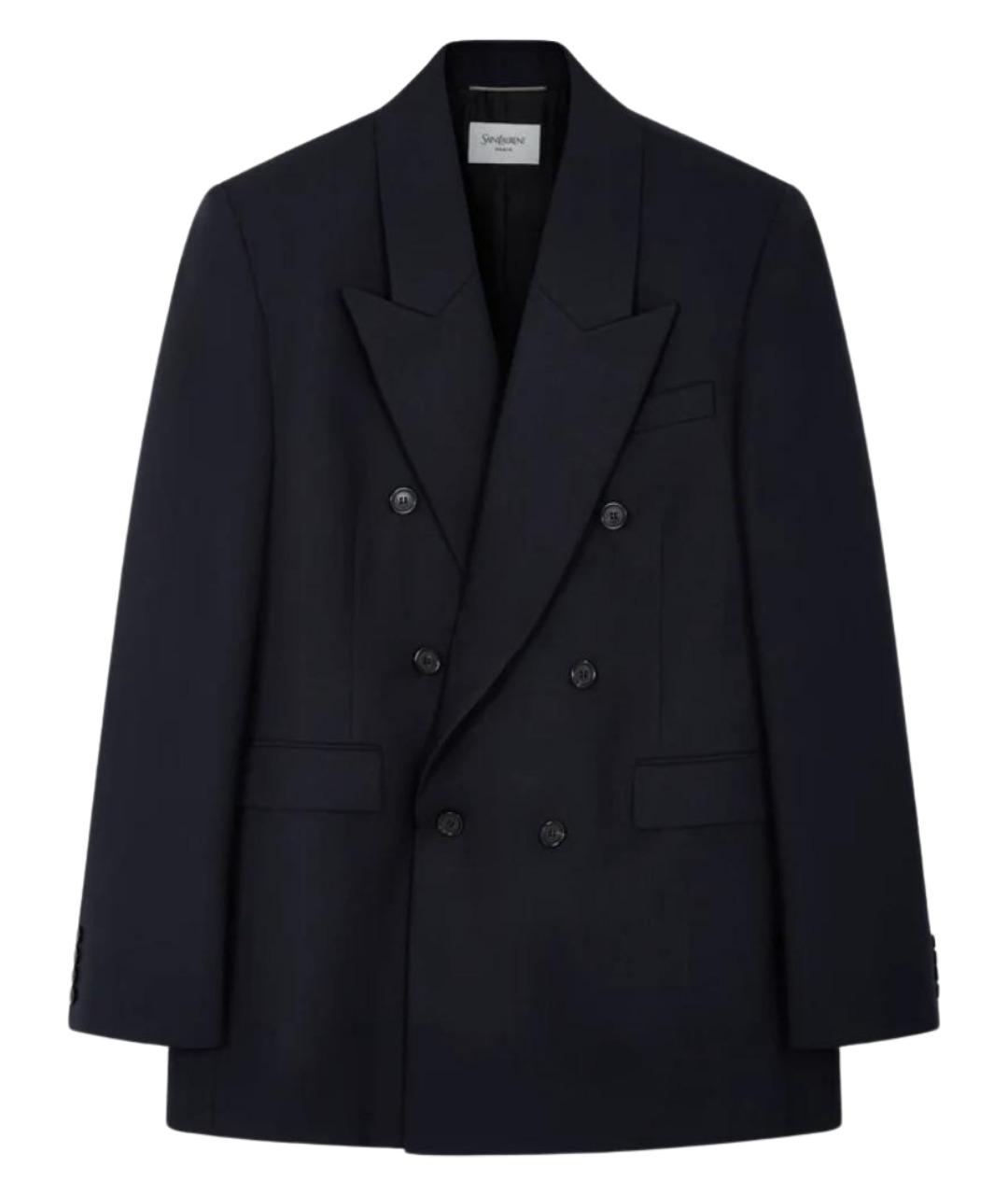 SAINT LAURENT Синий шерстяной пиджак, фото 1