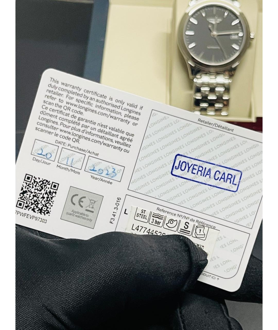 LONGINES Черные металлические часы, фото 6