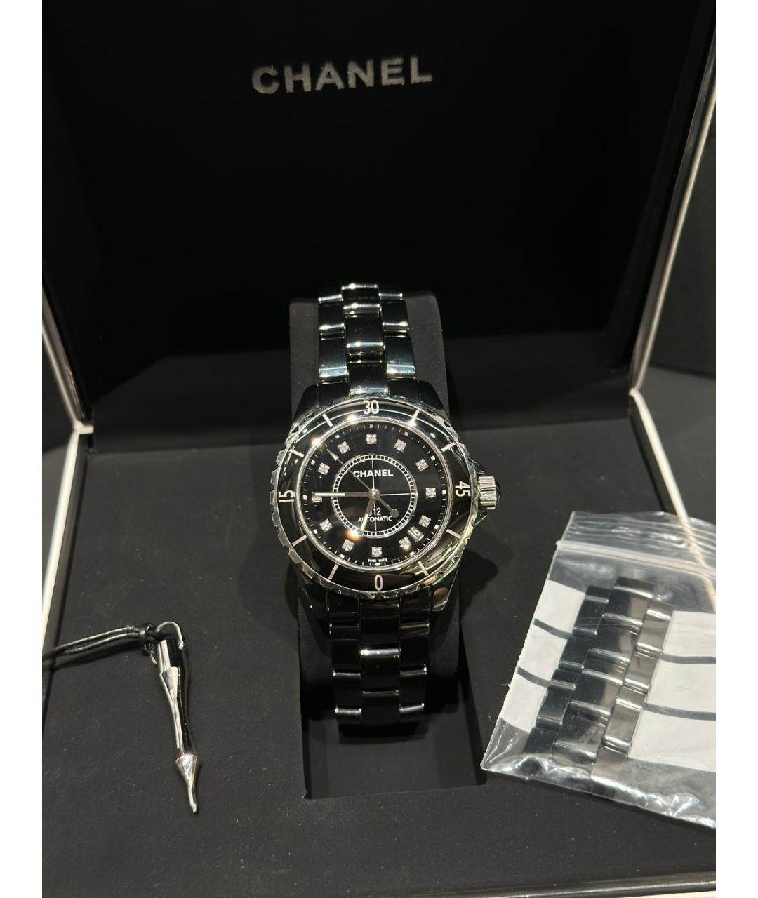 CHANEL Черные керамические часы, фото 10