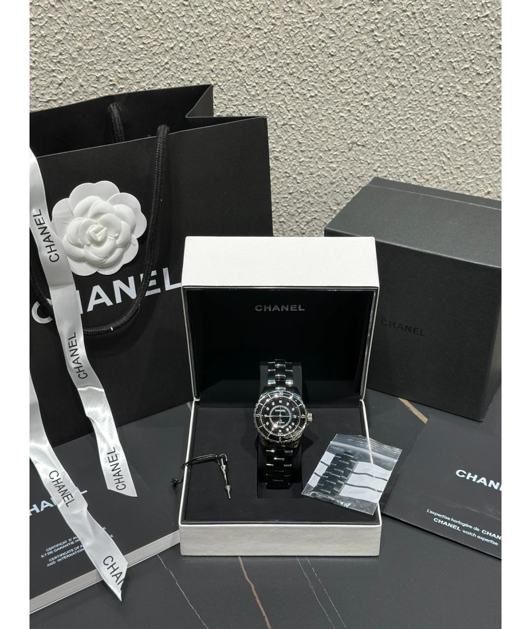 CHANEL Черные керамические часы, фото 2