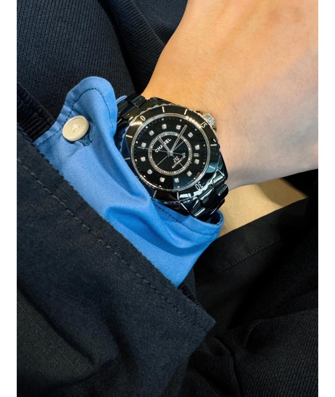 CHANEL Черные керамические часы, фото 8