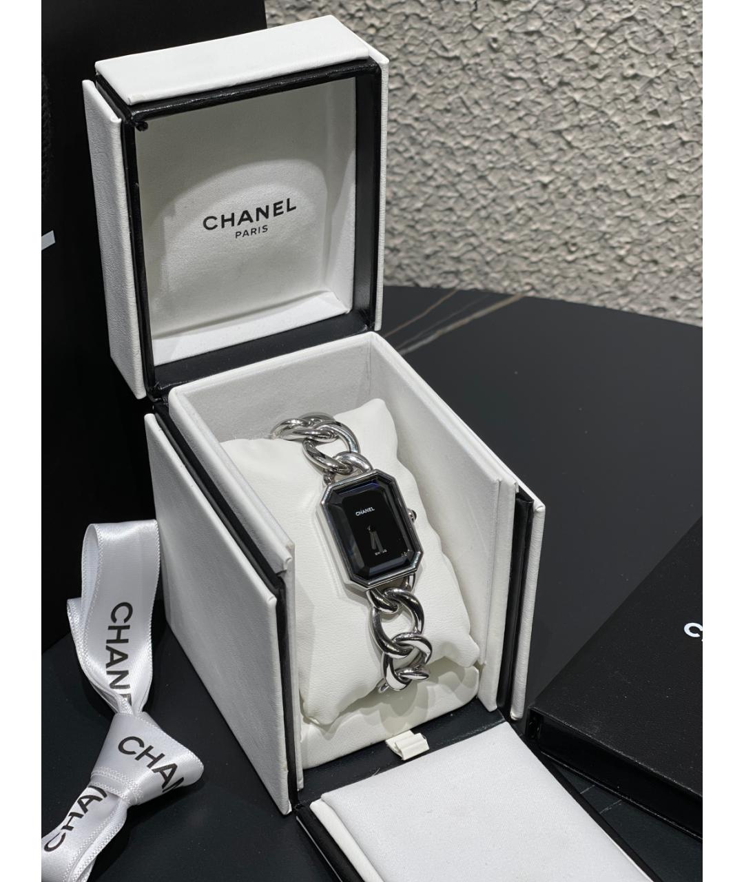 CHANEL Черные металлические часы, фото 5