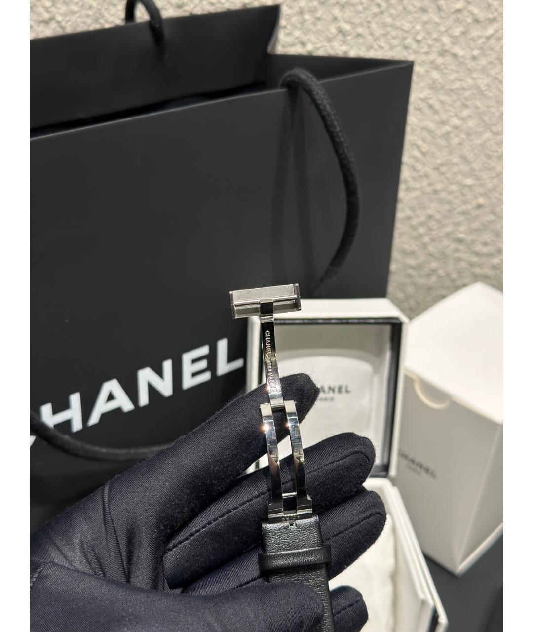 CHANEL Черные металлические часы, фото 8