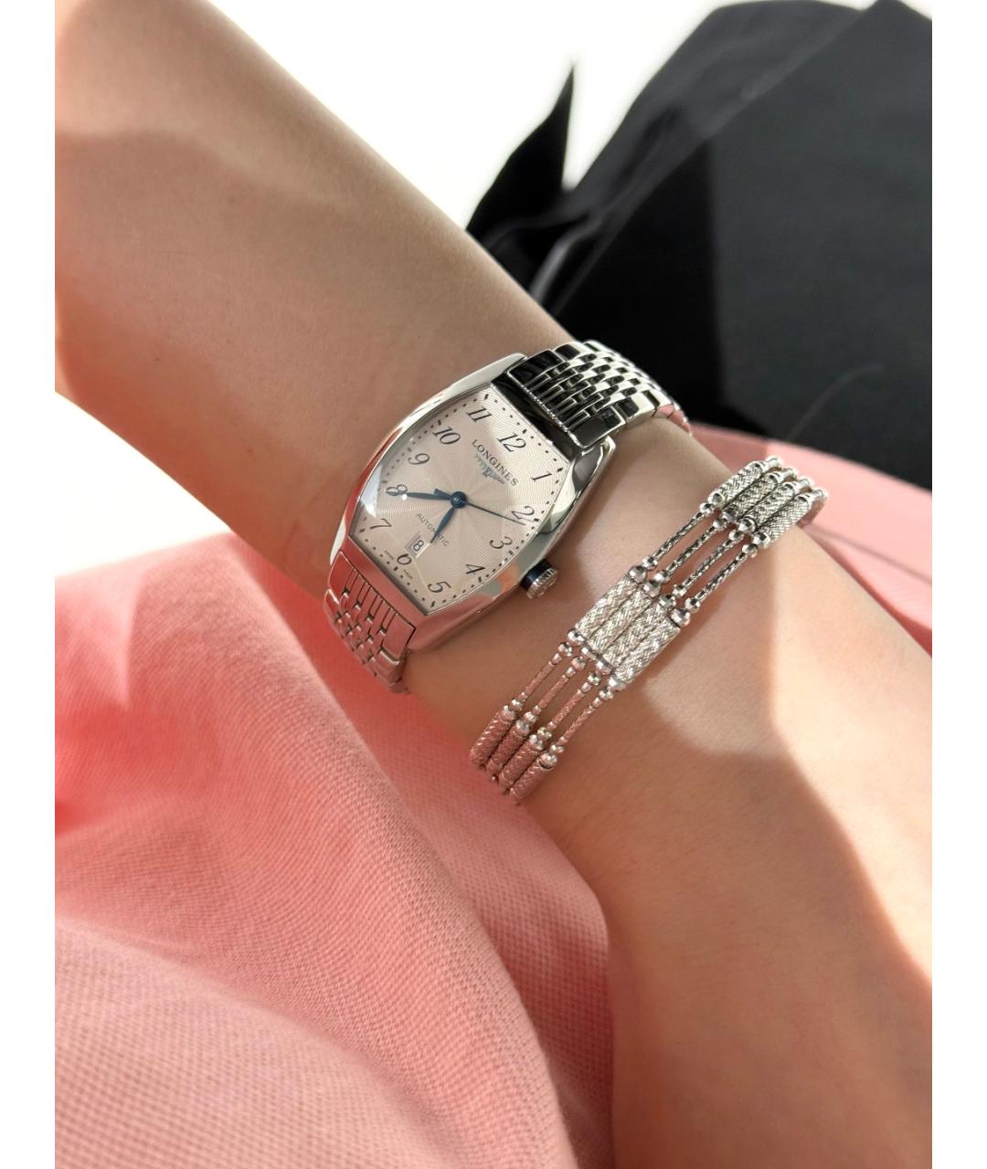 LONGINES Белые металлические часы, фото 7