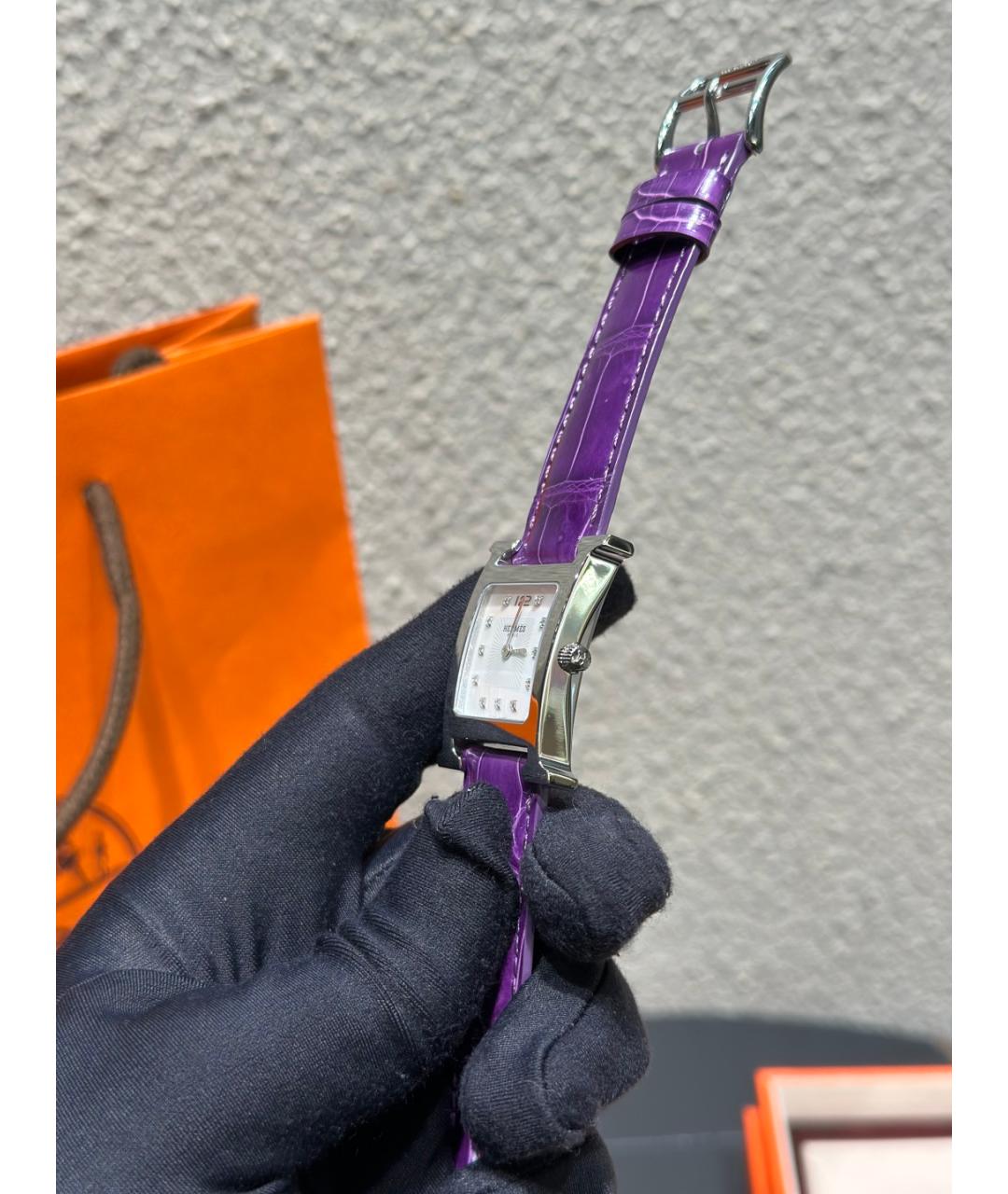 HERMES Белые металлические часы, фото 7