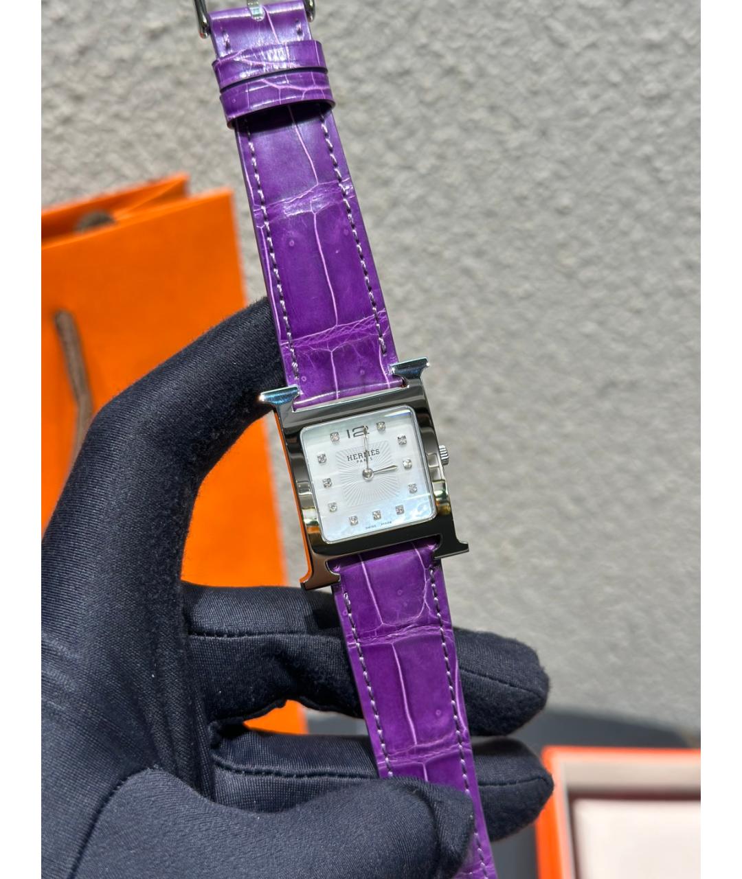 HERMES Белые металлические часы, фото 10