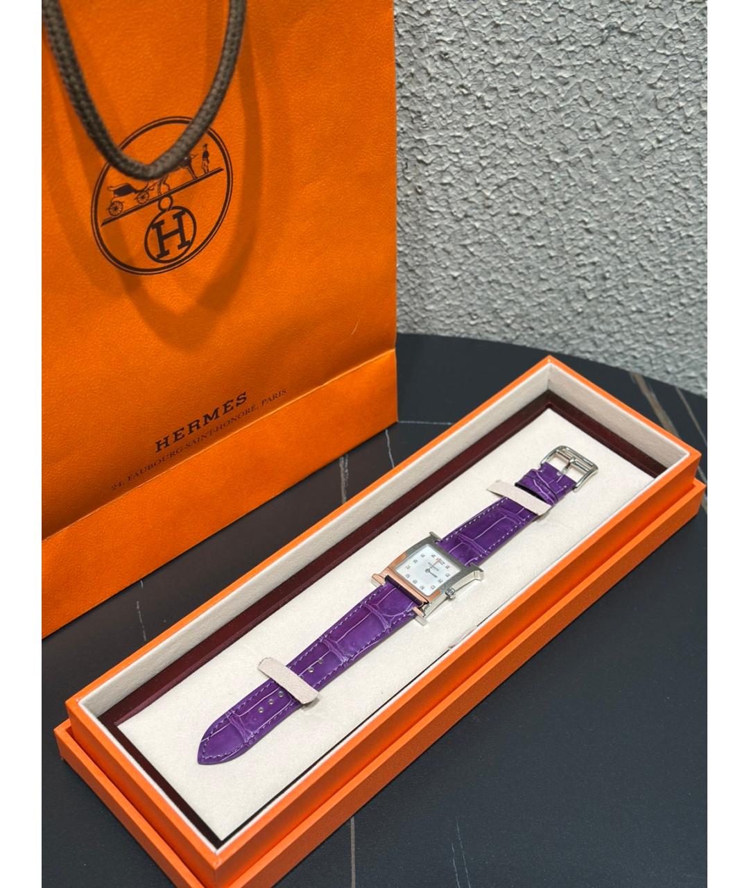 HERMES Белые металлические часы, фото 2