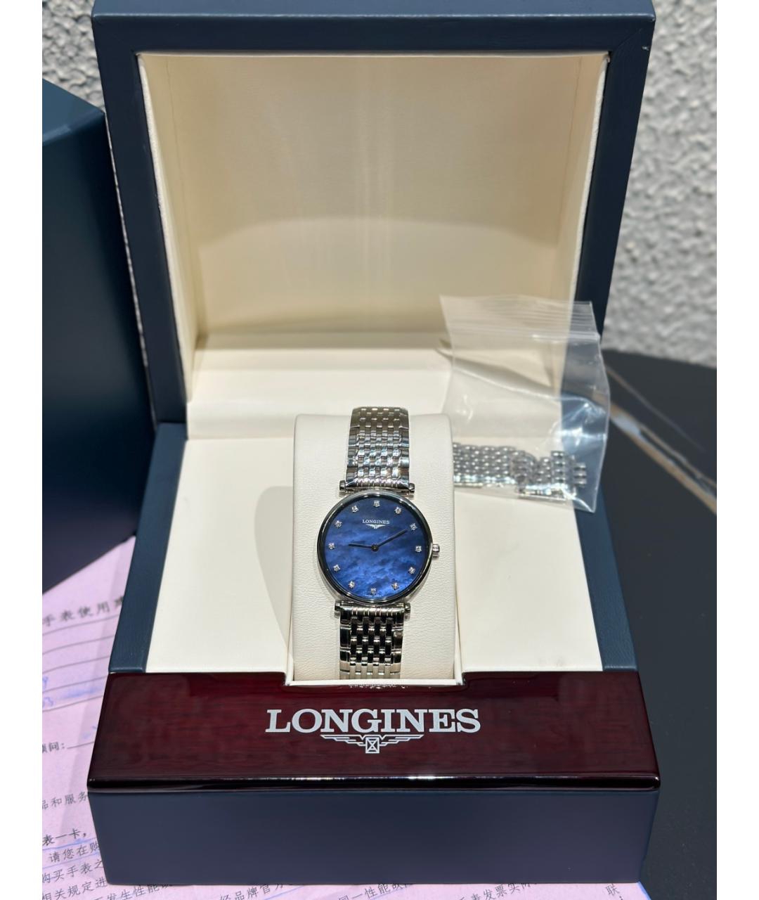 LONGINES Голубые металлические часы, фото 3