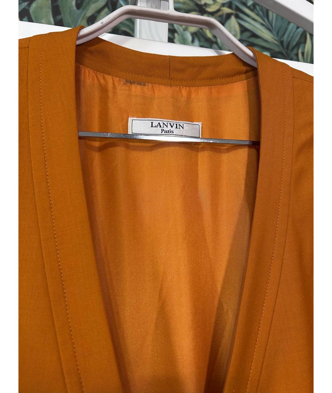 LANVIN Оранжевое шерстяное повседневное платье, фото 3