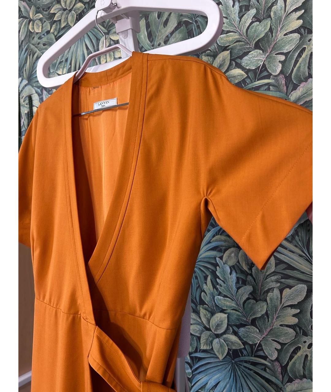 LANVIN Оранжевое шерстяное повседневное платье, фото 6