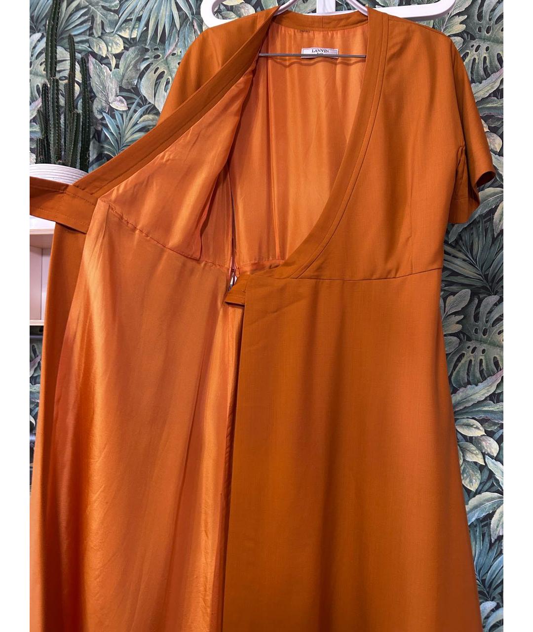LANVIN Оранжевое шерстяное повседневное платье, фото 7