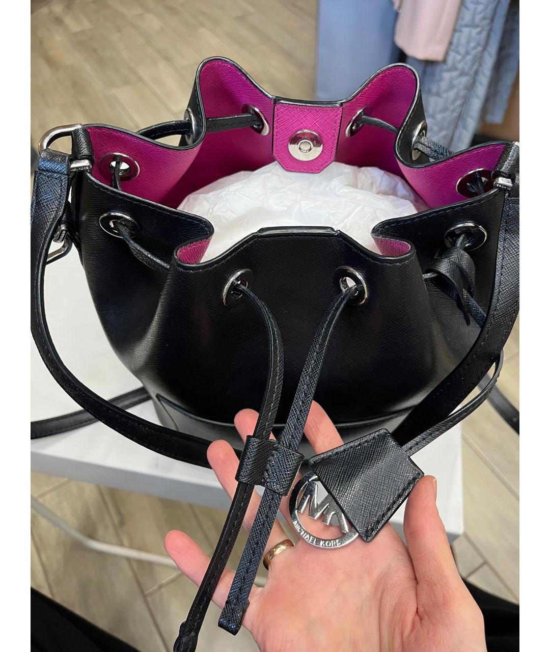 MICHAEL KORS Черная кожаная сумка тоут, фото 6