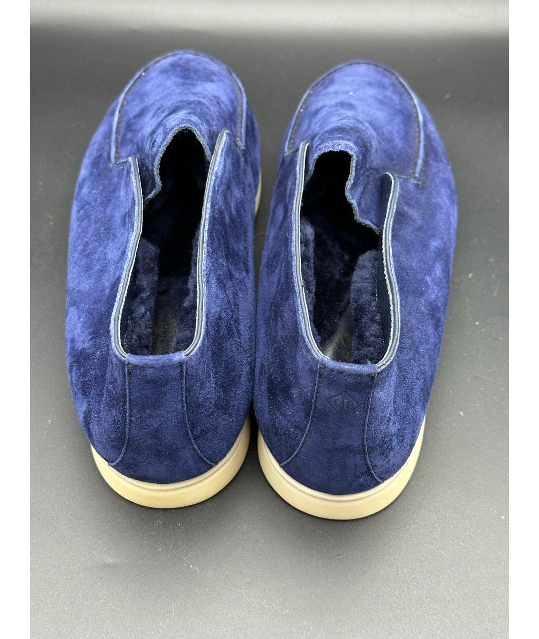 LORO PIANA Синие замшевые лоферы, фото 4