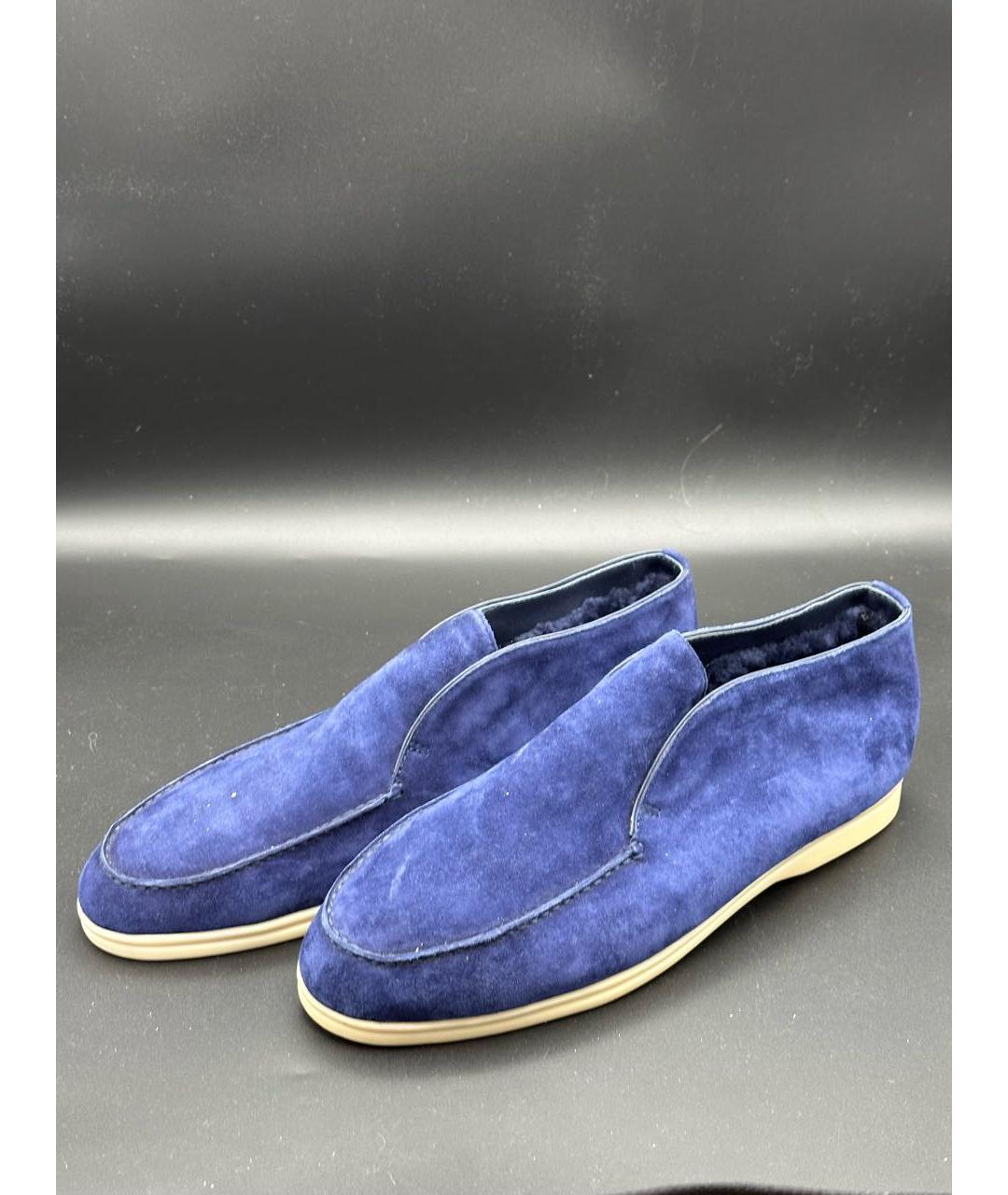 LORO PIANA Синие замшевые лоферы, фото 3